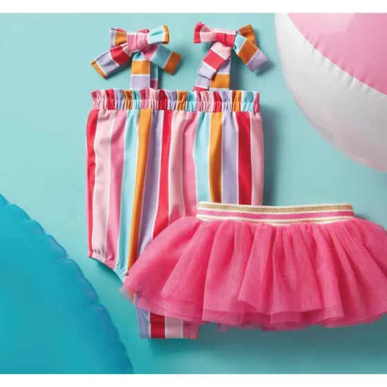 Stripe Swimsuit w/Tutu