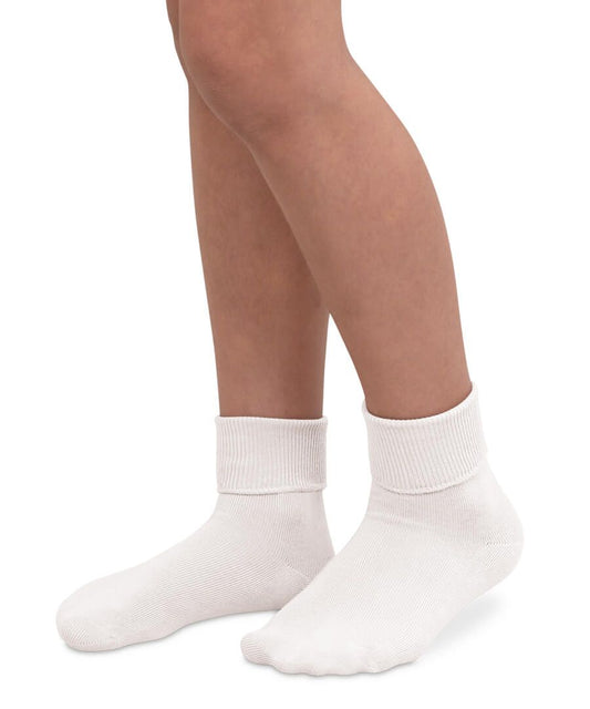 White Smooth Toe Turn Cuff Sock