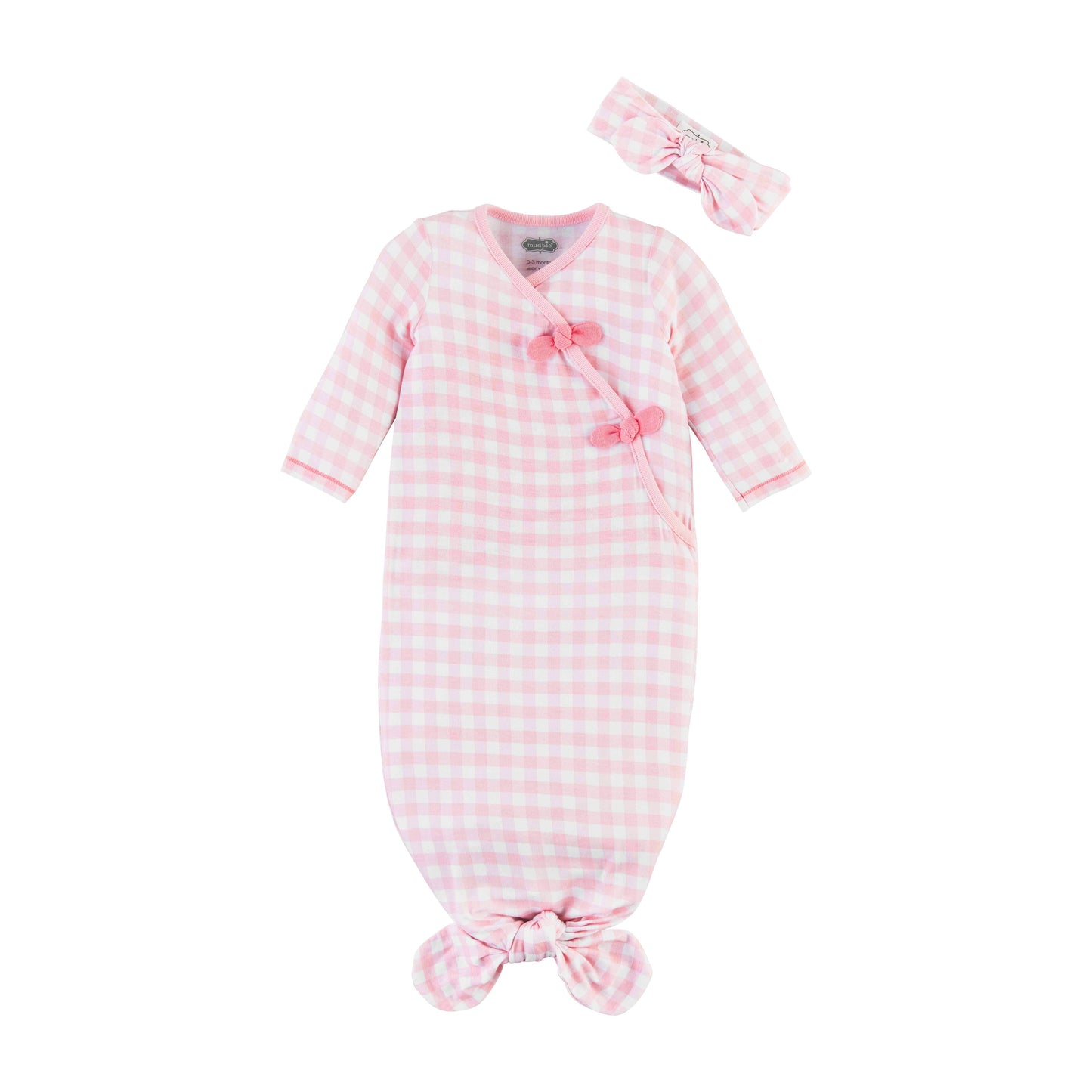 Pink Gingham Gown Set