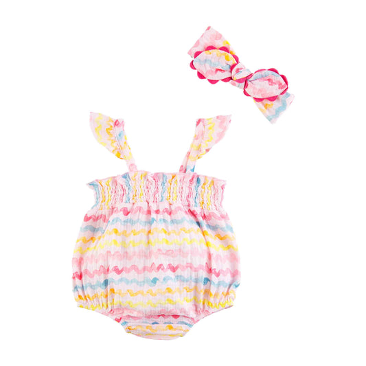 Rainbow Stripe Baby Romper Set
