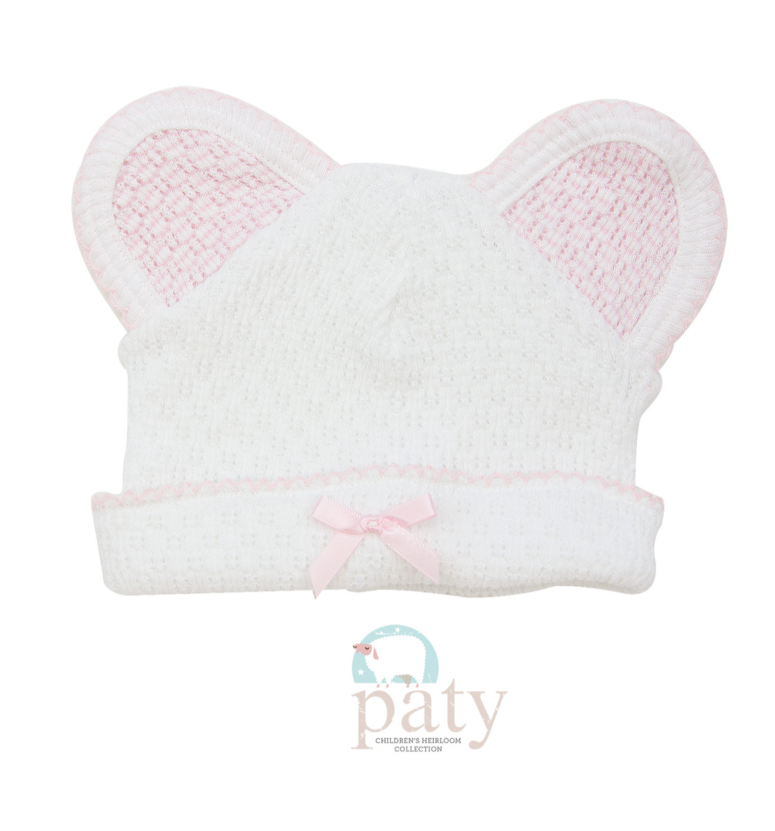 Paty Inc. White w/Pink Bear Hat